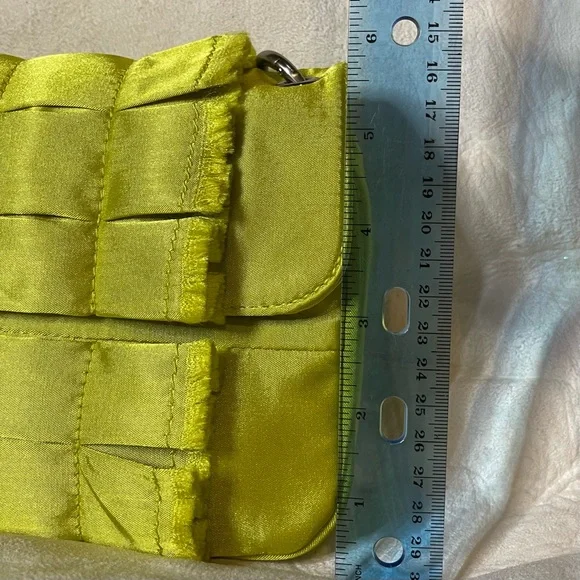 NWT Botkier Chartreuse Sateen Chain Quilt Flap Small Shoulder Bag 9”x 2” x 6”Y2K - Picture 8 of 16